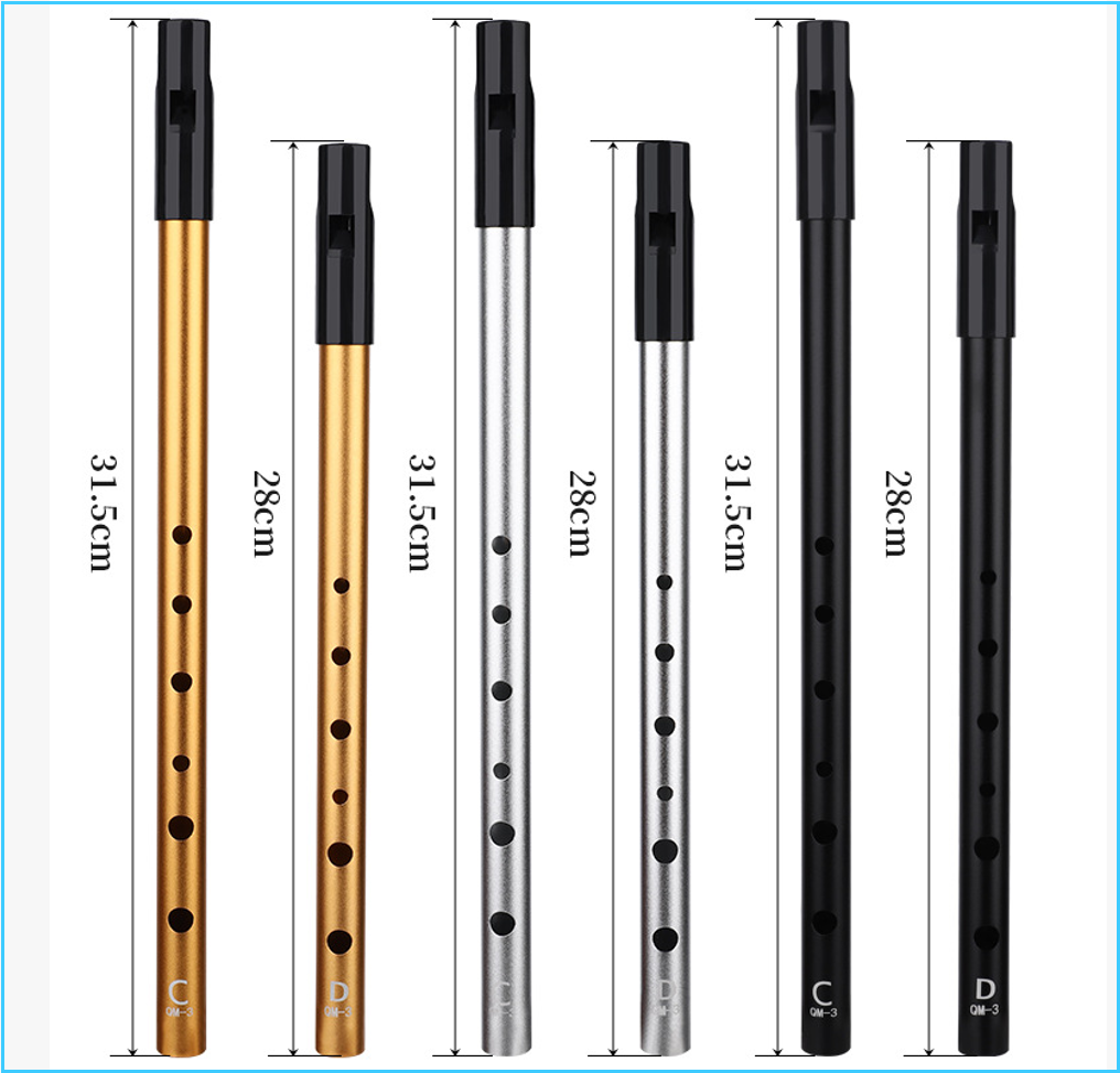 Tin Whistle Flute - Autentyczna irlandzka fletka zatrzaskowa C/D, blaszana