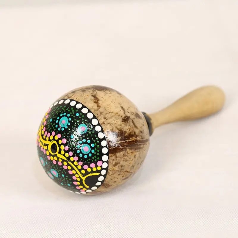 Musical Instrument Maraca - Malowane kokosowe marakasy z naturalnej skorupy