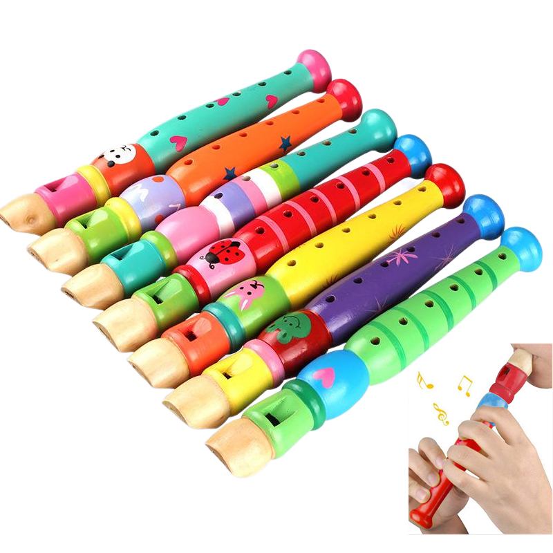 Musical Instrument For Toddlers - 2 szt. Drewniana Fletka 20cm Kolorowa